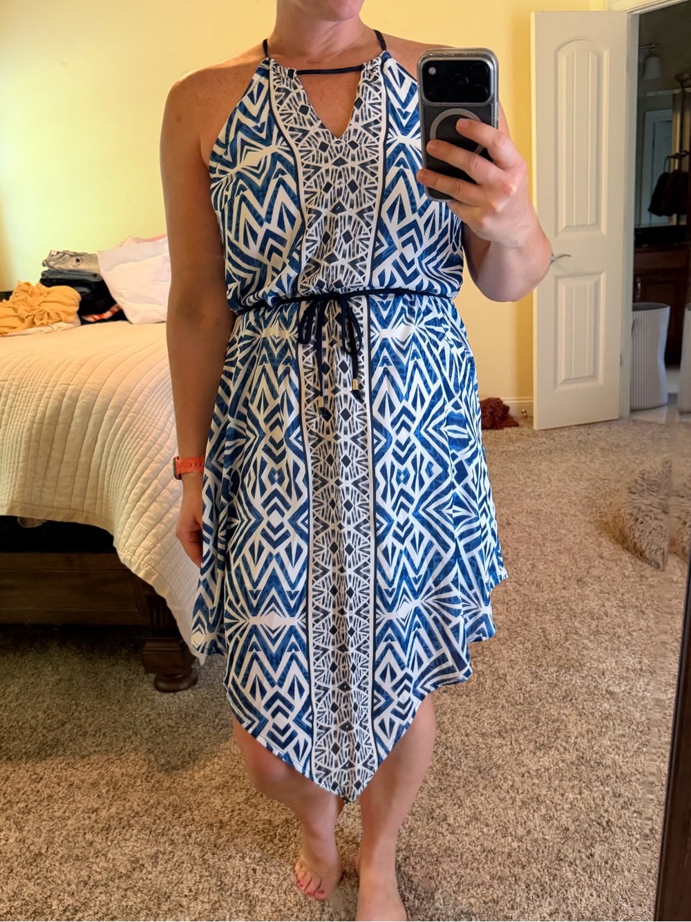 Mossimo Supply Co. Blue and White Asymmetrical Dress